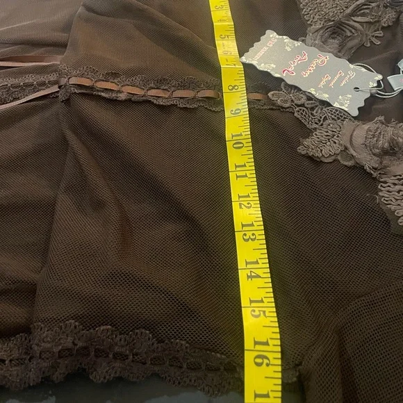 Pretty Angel Brown Dress,tunic dress, top,lace,floral design,sheer,ruffles,small - Picture 6 of 10